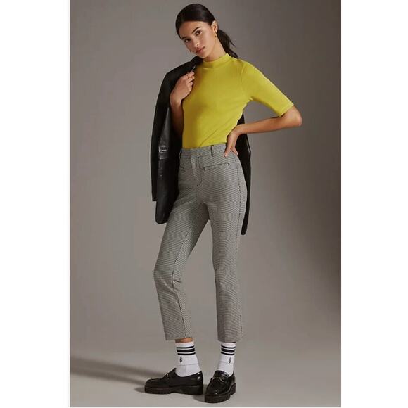 ANTHROPOLOGIE NWT The Essential Slim Pant in Black and White Houndstooth // 4 - Picture 1 of 15